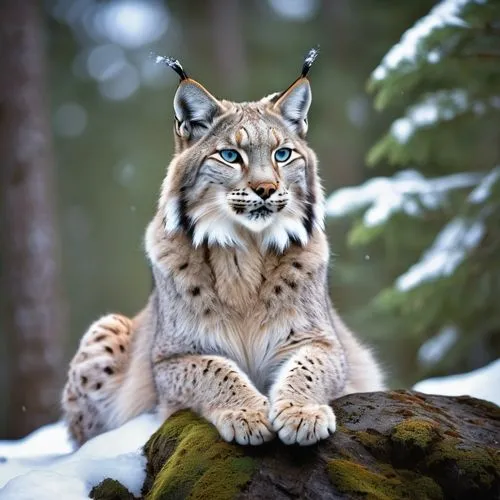 lynx,bobcat,great puma,lynx baby,mountain lion,liger,snowshoe,wild cat,siberian,siberian cat,wildlife,winter animals,cougar,perched on a log,forest animal,snow leopard,big cat,european wolf,wild life,majestic nature,Photography,General,Realistic