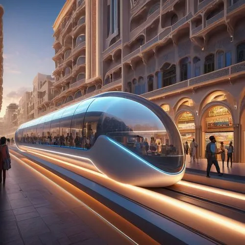 futuristic architecture,largest hotel in dubai,monorail,elevated railway,skyrail,maglev,Illustration,Realistic Fantasy,Realistic Fantasy 27