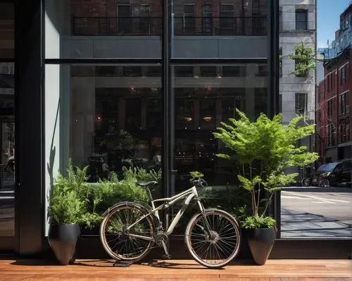 nolita,city bike,parked bikes,boxwoods,parked bike,tribeca,soho,store window,shop window,greenhaus,bamboo frame,bicyclist,bike city,boxwood,bicycle lane,bike land,display window,urbanspoon,andaz,store front,Photography,Artistic Photography,Artistic Photography 13