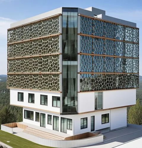 biotechnology research institute,edificio,modern building,new building,fpcci,building honeycomb,Photography,General,Realistic