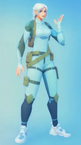 aqua,gnome ice skating,female nurse,pubg mascot,combat medic,winterblueher,lady medic,fighting stance,3d model,glider pilot,low-poly,medic,low poly,3d figure,kosmea,scandia gnome,boots turned backward