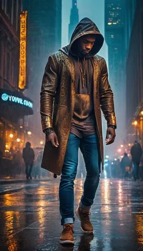 walking in the rain,logan,wallstreet,stutman,cyberpunk,vigilante,juggernaut,new york streets,bladerunner,tnf,nyc,daredevil,pedestrian,a pedestrian,ny,urban,man with umbrella,walking man,bane,hazam,Illustration,Realistic Fantasy,Realistic Fantasy 13