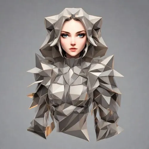 a woman's body made out of poly figures,low poly,faceted diamond,silverite,geometric ai file,3d model,lowpoly,Digital Art,Low-Poly