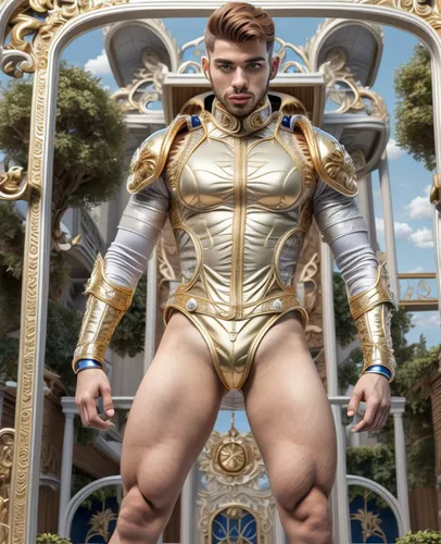 queen cage,greek god,sultan,god,male character,cosplay image,bodybuilder,male elf,macho,st,body-building,male model,action figure,3d man,god of thunder,spider the golden silk,male ballet dancer,adam,golden frame,pharaoh