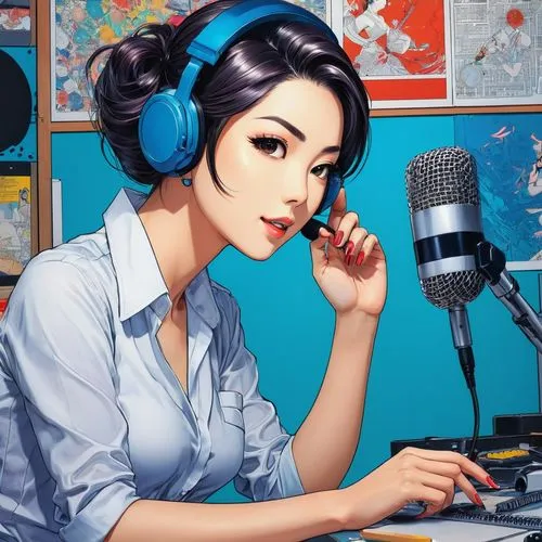 telephone operator,announcer,disc jockey,game illustration,newscaster,vector illustration,retro girl,mic,headphone,girl at the computer,switchboard operator,retro music,audio engineer,listening to music,disk jockey,radio,student with mic,broadcasting,retro women,business woman,Illustration,Japanese style,Japanese Style 04