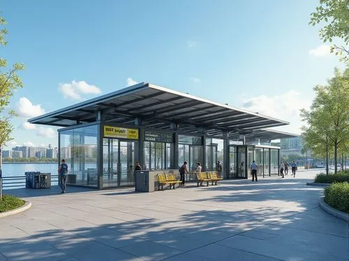 carports,bus shelters,autostadt wolfsburg,bayfront,federsee pier,harborfront,ferry port,renderings,arkitekter,esplanades,neukom,semiahmoo,vuosaari,taastrup,bus stop,duwamish,boat dock,lijn,shorefront,dockside,Photography,General,Realistic