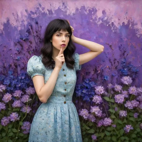 girl in flowers,la violetta,kimbra,girl in the garden,fantasy portrait,heatherley,Art,Artistic Painting,Artistic Painting 49