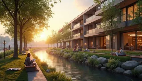 renderings,3d rendering,waterplace,new housing development,streamwood,bridgeland,liveability,khlong,waterside,waterview,waterfront,render,foster city,riverwoods,sunnyvale,river side,townhomes,songdo,landscape design sydney,riverside,Photography,General,Realistic