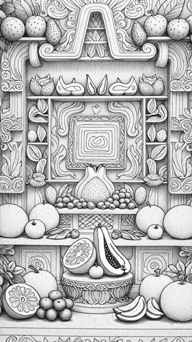 woodring,shrines,vimana,white temple,game illustration,frame border drawing,Design Sketch,Design Sketch,Detailed Outline