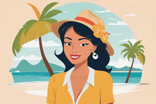 Write a comedic script where Jasmine Trinca gets caught in a series of hilarious misunderstandings during a vacation in a tropical paradise.,vector illustration,beach background,bahama mom,summer clip