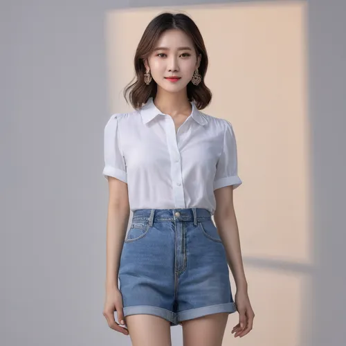 seo,sleeveless shirt,songpyeon,cotton top,phuquy,yeonsan hong,mandu,denim jumpsuit,jeans pattern,girl in overalls,sujeonggwa,lotte,women's clothing,jeans background,korean,white shirt,cute clothes,denim background,denim skirt,fashion vector,Photography,General,Natural