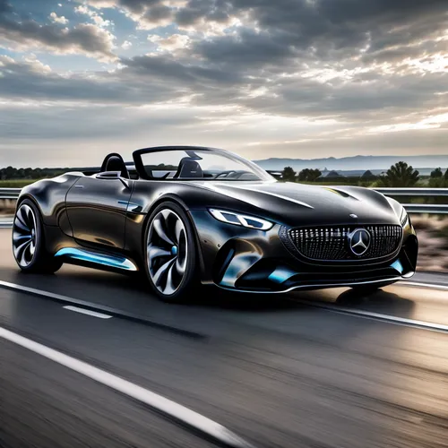 a bmw concept concept drives down the highway,mercedes sl,bmw z4,bmw 80 rt,bmw i8 roadster,mercedes star,mercedes-benz three-pointed star,mercedes amg gt roadstef,daimlers,mercedes-amg gt,daimler,merc