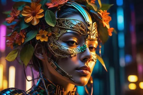 masquerade,venetian mask,headdress,oshun,afrofuturism,headdresses,brazil carnival,headpiece,maliana,fantasy portrait,headpieces,baoshun,neon body painting,diablada,headress,amidala,mascarade,3d fantasy,masqueraders,golden mask,Photography,Artistic Photography,Artistic Photography 08