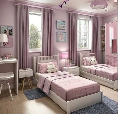 the little girl's room,baby room,bedroom,children's bedroom,modern room,great room,room newborn,kids room,sleeping room,beauty room,soft furniture,doll house,pink-purple,rose pink colors,purple and pi