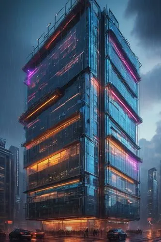 cyberpunk,skyscraper,futuristic architecture,the skyscraper,cyberport,electrohome,hypermodern,cybercity,pc tower,electric tower,cybertown,glass building,futuristic,residential tower,vdara,escala,aqua studio,apartment building,dystopian,mvrdv,Art,Artistic Painting,Artistic Painting 36