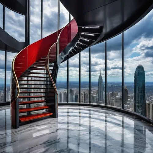 the observation deck,observation deck,penthouses,skywalks,skydeck,spiral staircase,elevators,outside staircase,stairway,sky city tower view,skyloft,staircase,malaparte,skywalk,spiral stairs,stairmaster,sky apartment,elevator,escaleras,stairwell,Illustration,Black and White,Black and White 01