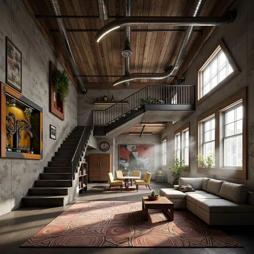 loft,lofts,interior modern design,3d rendering,home interior,living room,interior design,contemporary decor,upstairs,hallway space,revit,modern decor,render,livingroom,renderings,attic,hardwood floors,modern living room,rowhouse,wooden stairs