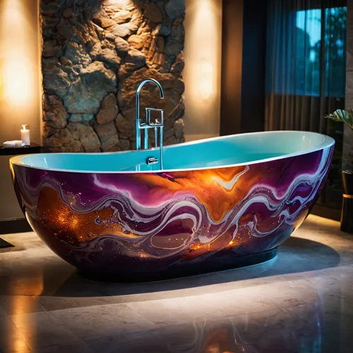 bathtub,bathtub accessory,tub,bathroom sink,whirlpool pattern,luxury bathroom,washbasin,whirlpool,bath accessories,stone sink,colorful glass,soap dish,bath,wash basin,punch bowl,bath oil,bath soap,jacuzzi,coral swirl,hot tub,Photography,General,Cinematic