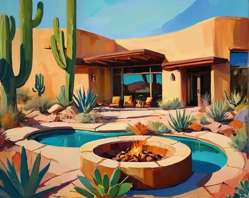 desert landscape,scottsdale,tuscon,desert desert landscape,desert plants,cacti,xeriscaping,digital painting,desert,desert plant,sonoran,sonoran desert,arizona,home landscape,tucson,hacienda,cactuses,patios,cabana,roof landscape,Conceptual Art,Oil color,Oil Color 20