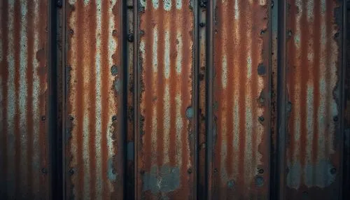 Modern corrugated iron, industrial chic, metal texture, rusted finish, weathered appearance, distressed look, architectural element, building facade, urban landscape, cityscape, brutalist style, geome