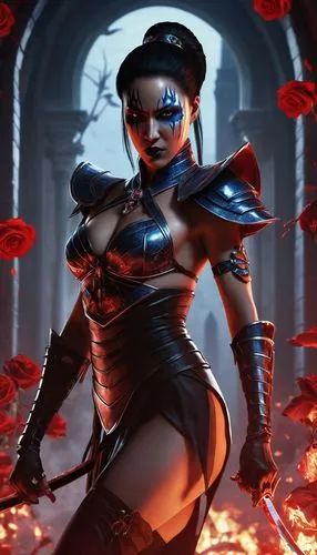 widowmaker,widow,harley,background ivy,female warrior,darth talon,widow flower,katana,cyber,policewoman,femme fatale,deadly nightshade,swordswoman,raven rook,cg artwork,blue enchantress,blue rose,gara,raven girl,black widow,Photography,General,Realistic