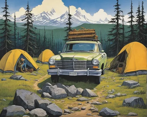 Describe Alexander Supertramp's journey of self-discovery in the rugged wilderness.,travel trailer poster,camping car,campervan,campground,campsite,camping tents,camping bus,motorhomes,camping,expedit