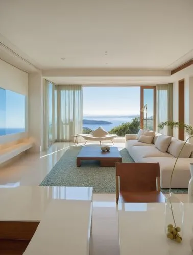 Huge floor-to-ceiling glass windows with city views,oceanfront,penthouses,luxury home interior,modern living room,oceanview,fresnaye,amanresorts,ocean view,dunes house,beachfront,interior modern desig