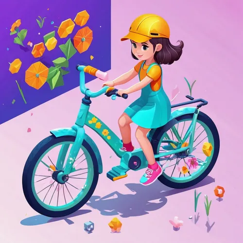 little girl with a bike,floral bike,woman bicycle,bicycle,cycling,girl with a wheel,bike colors,bicycling,bike,biking,cyclist,donut illustration,kids illustration,party bike,cycle ball,vector illustra