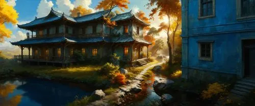 karakas,dragon boat,yamatai,world digital painting,kinkade,shambhala,church painting,burning house,khokhloma painting,riftwar,lankhmar,game illustration,fantasy picture,firelands,palyul,fantasy landscape,oktoberfest background,fisherman's house,white temple,house painting