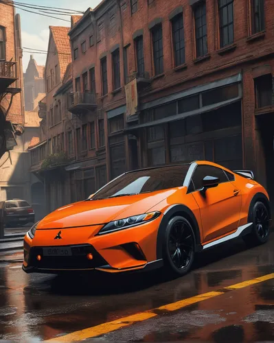 Craft an intense heist scene with the Mitsubishi Eclipse as the getaway vehicle, as the gang races against time to escape with their loot.,honda nsx,lamborghini urus,honda civic type r,mégane rs,toyot