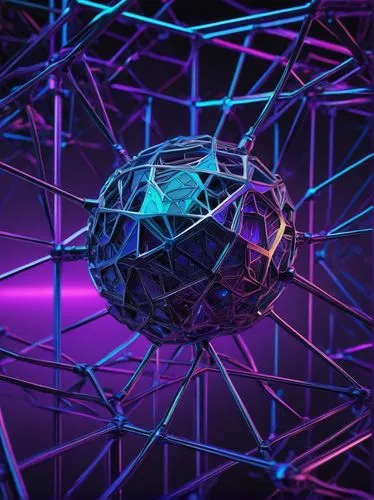 prism ball,gyroball,mirror ball,cybernet,neutrino,hypercube,icosidodecahedron,buckyball,disco ball,dodecahedral,spider network,voronoi,epcot ball,technosphere,ball cube,polyhedra,intersputnik,gyroscope,cyberspace,cosmosphere,Illustration,Abstract Fantasy,Abstract Fantasy 12