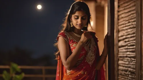 indian girl,sari,indian woman,indian girl boy,indian bride,pooja,saree,diwali,kamini,east indian,moon photography,tamil culture,kamini kusum,moonlit night,veena,humita,romantic look,moonlit,photo session at night,night scene,Photography,General,Natural