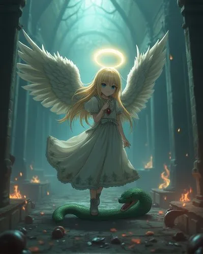 an angel with wings in a large hall,angel,anjo,fallen angel,angel girl,angelic,crying angel