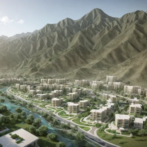 building valley,nizwa,afghanistan,new housing development,green valley,the golf valley,urban development,turpan,omani,3d rendering,mountain valley,urbanization,bogart village,durman,muskat,apartment buildings,qom province,xinjiang,human settlement,residential area