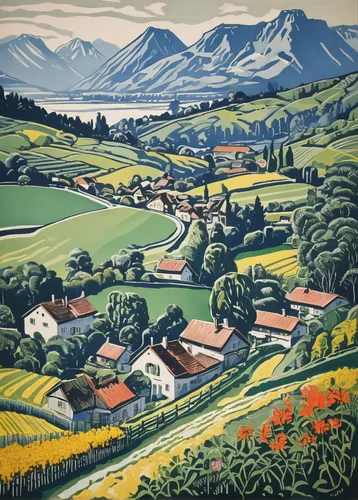 vaud,david bates,allgäu,oberallgäu,styria,rigi,1925,1926,braque d'auvergne,alpine pastures,1929,ramsau,appenzeller,olle gill,farm landscape,vorarlberg,gruyere,surselva,to staufen,rigi kaltbad,Art,Artistic Painting,Artistic Painting 50