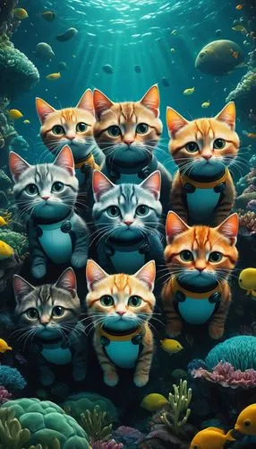 school of fish,fishes,fish in water,underwater background,sardines,under the sea,underwater world,cat family,under sea,sea-life,fish supply,aquarium,underwater fish,aquarium inhabitants,felines,escher,aquatic life,piranhas,cats,cat supply,Illustration,Abstract Fantasy,Abstract Fantasy 06