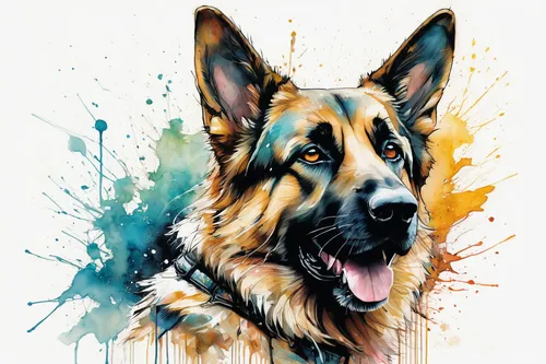 Write a thrilling adventure where a courageous German Shepherd saves its owner from danger.,watercolor dog,german shepherd,gsd,dog drawing,german shepherd dog,king shepherd,dog illustration,shiloh she