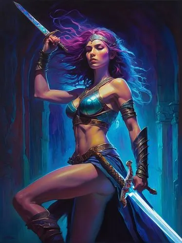 female warrior,warrior woman,swordswoman,fantasy art,fantasy woman,psylocke,Illustration,Realistic Fantasy,Realistic Fantasy 30