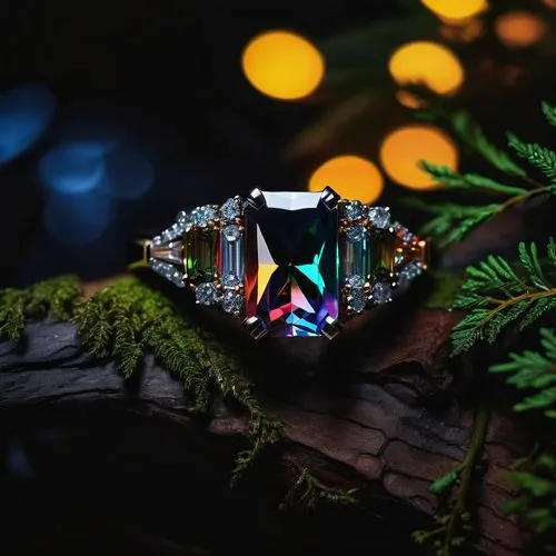 bismuth crystal,bismuth,colorful ring,fairy house,prism ball,crown render,jewelry（architecture）,miniature house,prism,house jewelry,cube background,gemstones,precious stones,fairy door,fairy village,faceted diamond,nativity scene,crystal egg,diamond ring,colored stones,Photography,Artistic Photography,Artistic Photography 02