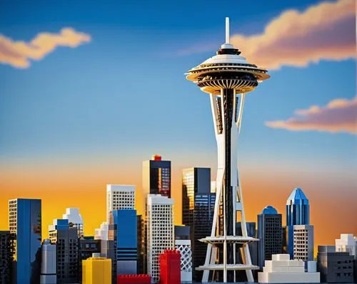 space needle,seattle,seattleite,seattlepolitics,skycity,usa landmarks,city skyline,skyline,the needle,artthielseattle,tall buildings,istock,tilt shift,seattleites,skyscrapers,international towers,city scape,supertall,yesler,northwest,Illustration,Abstract Fantasy,Abstract Fantasy 22