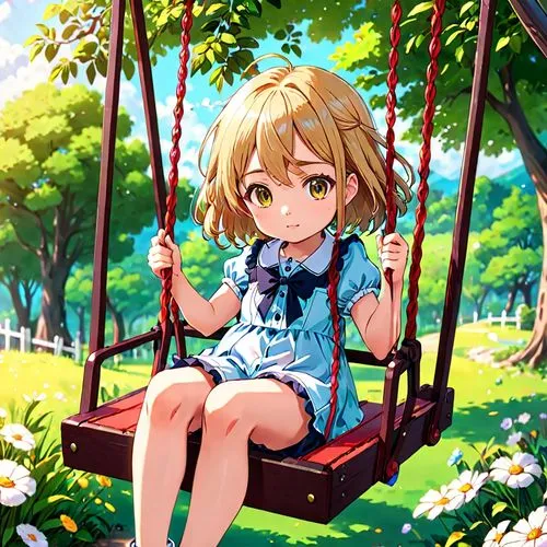 garden swing,wooden swing,swingset,swing set,hanging swing,empty swing,swing,kururi,darjeeling,tree swing,golden swing,swinging,violet evergarden,michiru,tarmugi,minori,kandari,springtime background,nagisa,spring background,Anime,Anime,Traditional