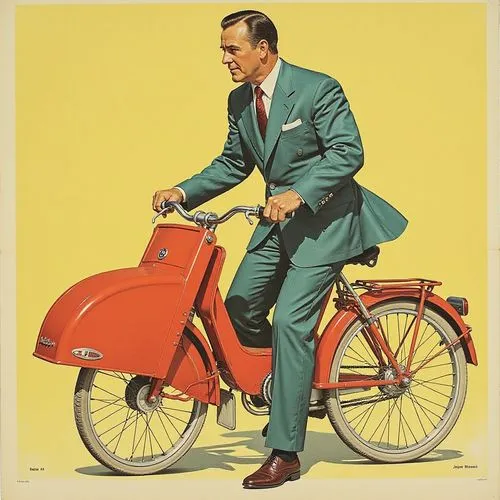 velib,brompton,red bicycle,lambretta,piaggio,solex,Illustration,Retro,Retro 07