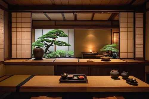 japanese-style room,ryokan,ryokans,tea ceremony,japanese zen garden,kaiseki,zen garden,tatami,ikebana,japanese restaurant,bonsai,dojo,kyoto,chanoyu,bonsai tree,japanese tea,teahouse,japanese shrine,fengshui,sazanami,Illustration,Black and White,Black and White 01