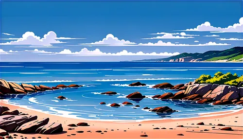 beach landscape,beach scenery,cartoon video game background,sand coast,mountain beach,coastal landscape,dream beach,beach background,plage,ocean background,seaside view,landscape background,sea landscape,seaside,seaside country,an island far away landscape,castaway beach,seashore,dune sea,carbis bay,Illustration,Vector,Vector 01