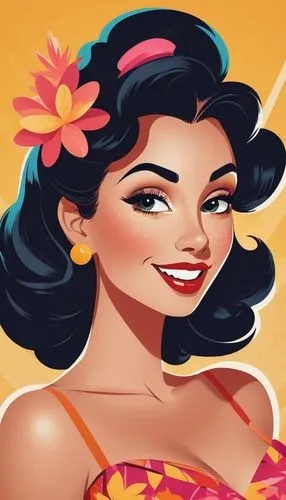 esmeralda,retro 1950's clip art,retro women,retro woman,chicanas,retro girl,Illustration,Vector,Vector 01