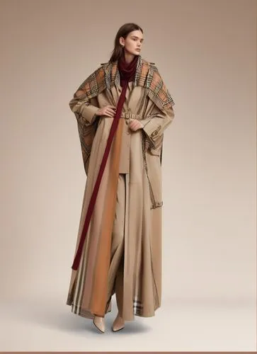 a model wears a beige coat and a tan coat,long coat,imperial coat,etro,coat,overcoats,overcoat,Illustration,Realistic Fantasy,Realistic Fantasy 06