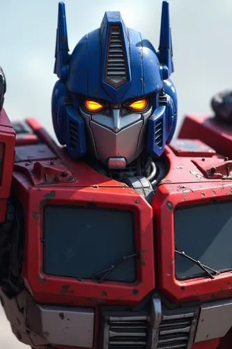 Optimus Prime from beast wars,an optbot looking robot that has yellow eyes,optimus,cliffjumper,ironhide,zords,zord,megazord