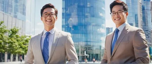 modern architecture firm, glass building, sleek lines, urban cityscape, skyscraper background, bustling streets, daytime, sunny weather, few pedestrians, 3/4 composition, shallow depth of field, profe