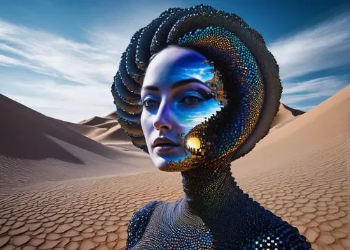 double inverted fibonaci spiral, galaxy ,pixelated image,  Transform pixelated videos into high-definition footage ,  lost planets , salvador dali surrealism , woman beauty oposite double face, dark m