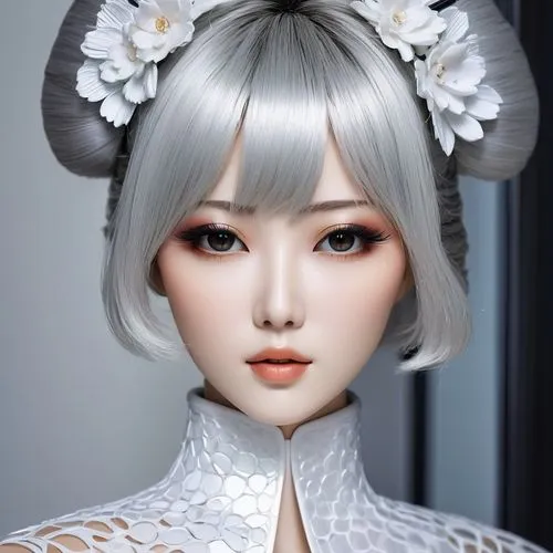 derivable,doll's facial features,fashion doll,artist doll,porcelain dolls,porcelain doll,japanese doll,female doll,white lady,designer dolls,bjd,vintage doll,fashion dolls,maiko,painter doll,ao dai,white blossom,headpiece,girl doll,dress doll,Photography,Artistic Photography,Artistic Photography 06